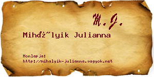 Mihályik Julianna névjegykártya